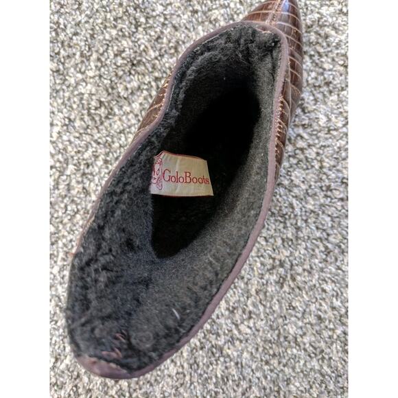 Vintage Golo Alligator Ankle Boots Womens Size 6.5 M Cherry Red Thermal Warm 70s - Picture 7 of 8